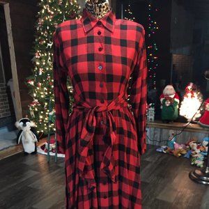 Vintage Red and Black buffalo check plaid holiday dress